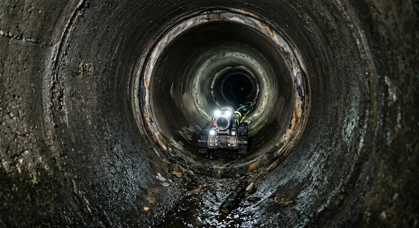 Robotic sewer camera inspecting pipe interior for Sewer Line Repair in Carver